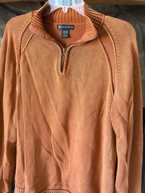 Bachrach Men's Zip-Neck Sweater in Burnt Orange